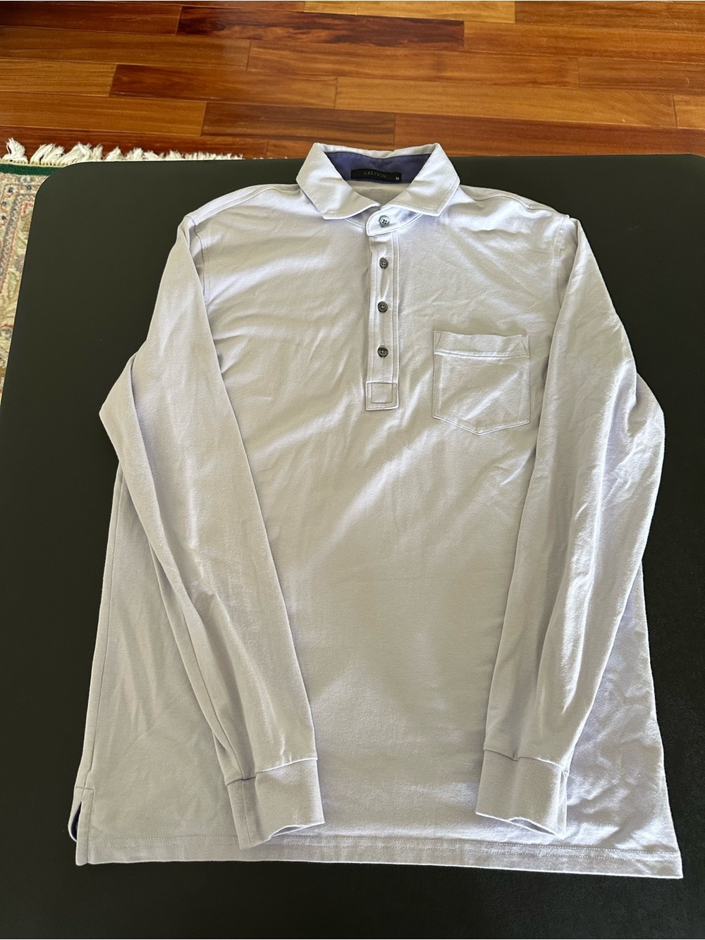 Greyson Men's Long-Sleeve Polo Shirt - Light violet Mens medium